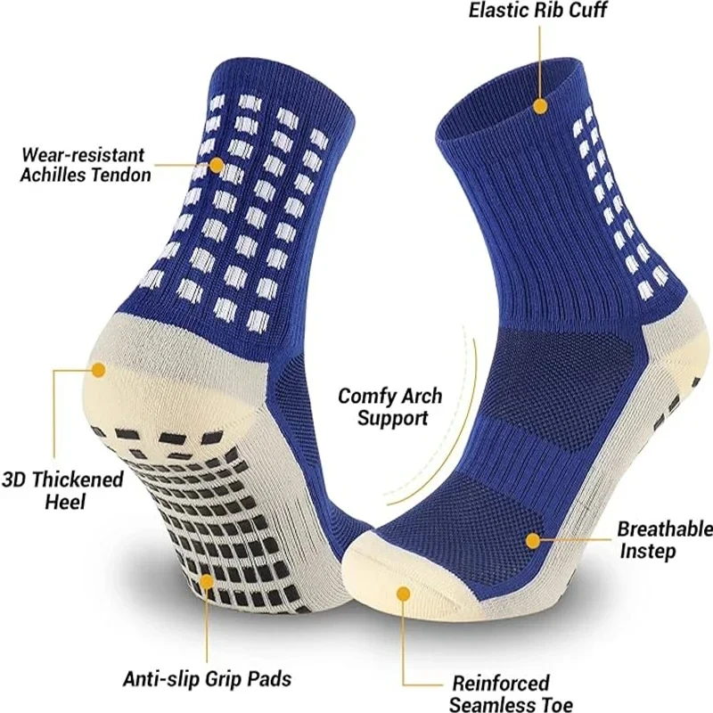 Color: MULTI - Anti-Slip Football Socks Men Women Sports Socks Breathable Silicone Bottom Soccer Outdoor Sport Running Cycling Grip Socks