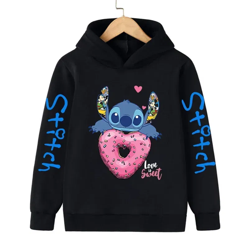 Color: SKY BLUE, Size: >40cm - New in Cool Stitch Hoodie Children Cartoon Clothes Kid Girl Boy Lilo and Stitch Sweatshirt Manga Hoody Baby Casual Top