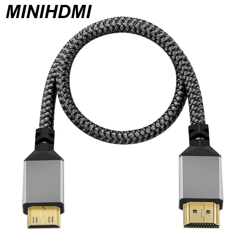 Length: 1.5m - Nylon MINI HDMI To HDMI Cable HDMI2.0 MINIHDMI Male A Male 4K 60HZ HD 1080P  Adapter Converter 1M 2M 3M 5M 10M Wire TV Camera
