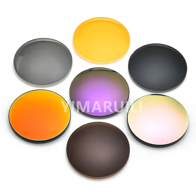 Lenses Color: PURPLE, Lens Index: 1.61 - YIMARUILI 1.49 1.56 1.61 1.67 Polarized Lens Sunglasses Lens UV400 Optical Prescription CR-39 Resin Colorful Mirror Lens 1 Pair