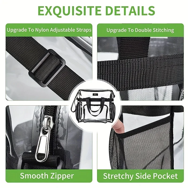 Color: black - Portable PVC Travel Bag with Large Capacity and Transparent Design for Easy Organization and Washing