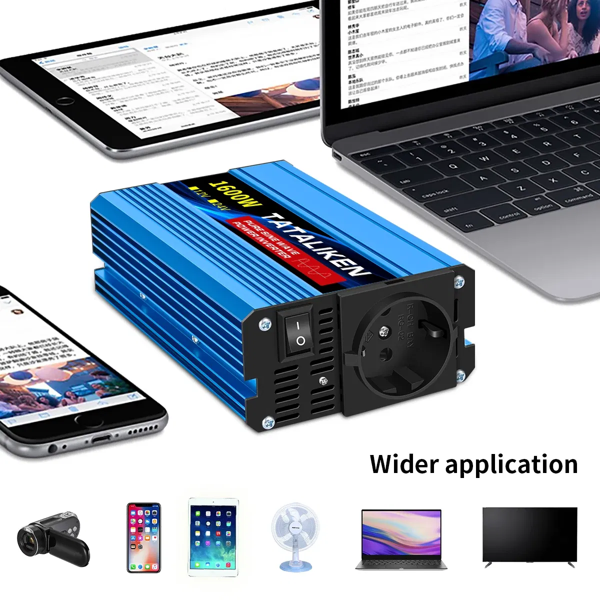 Color Name: Red - Pure Sine Wave Inverter 1600W/2200W/3000W/4000W DC 12V/24V to AC 220V 50hz Power Inverter Charger Converter Adapter EU Socket