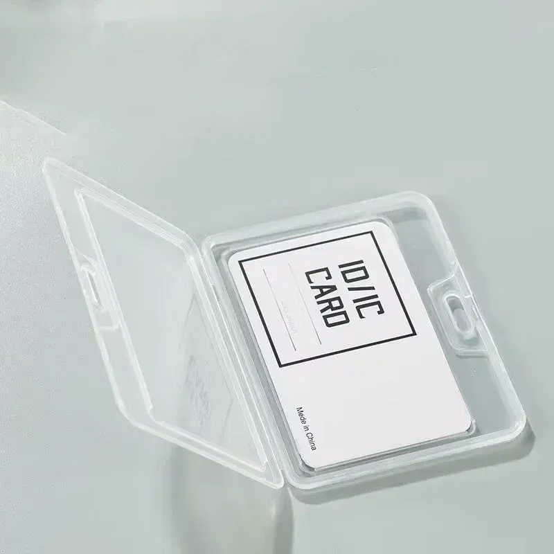 Color: Navy Blue - 1pcs Plastic Bus Card Holder Case Business Credit Cards Bank ID Card Sleeve Protect Waterproof Transparent Card Cover