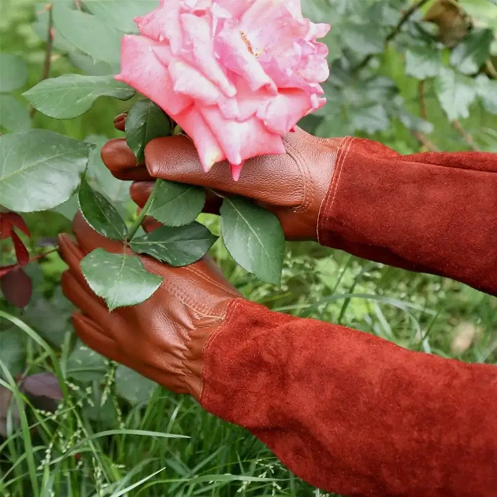 Color: Yellow, Size: PP - Pruning Garden Gloves Anti-scratch Faux Leather Protective Gloves Reusable Fruit Picking Shrub Pruning Trimming Hand Protector