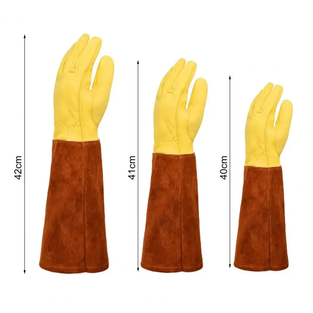Color: Yellow, Size: PP - Pruning Garden Gloves Anti-scratch Faux Leather Protective Gloves Reusable Fruit Picking Shrub Pruning Trimming Hand Protector