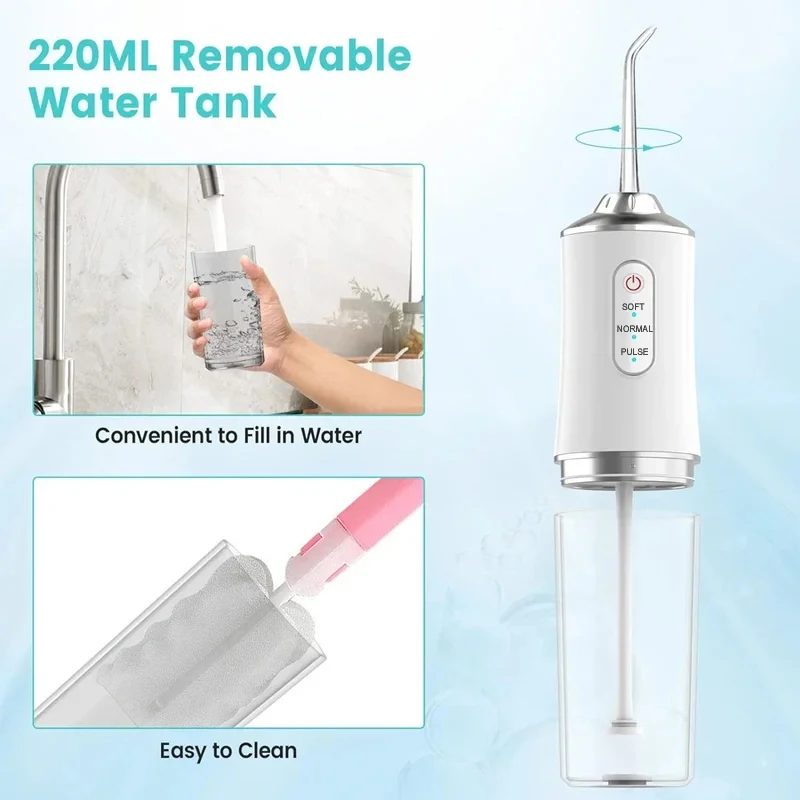 Color: Red - Xiaomi Portable Electric Dental Water Flosser Oral Irrigator Dental Bed Sprinkler Jet Toothpick 4 Nozzle Mouth Washing Machine