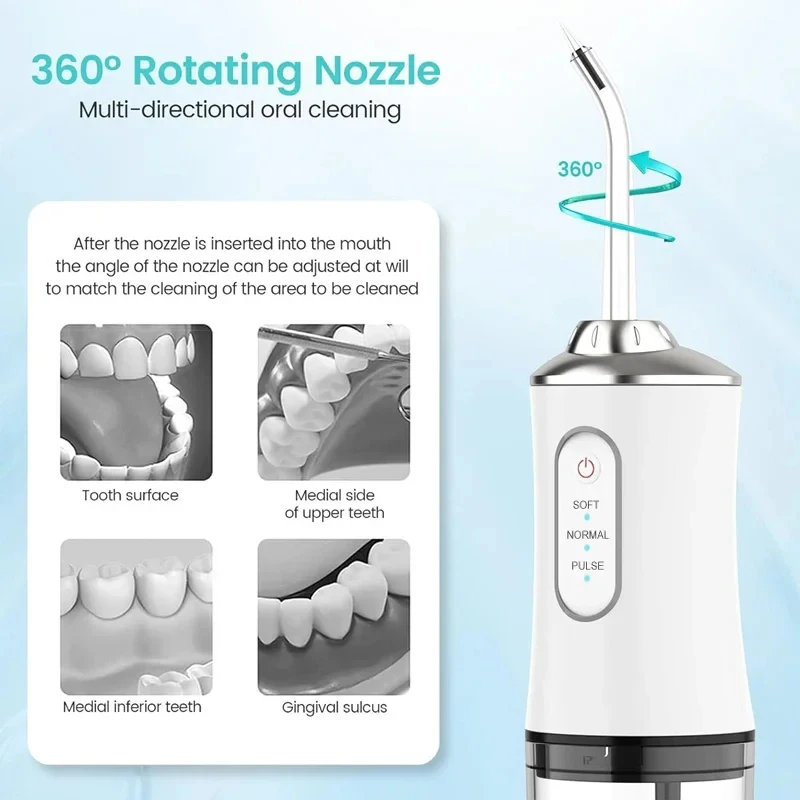 Color: Red - Xiaomi Portable Electric Dental Water Flosser Oral Irrigator Dental Bed Sprinkler Jet Toothpick 4 Nozzle Mouth Washing Machine