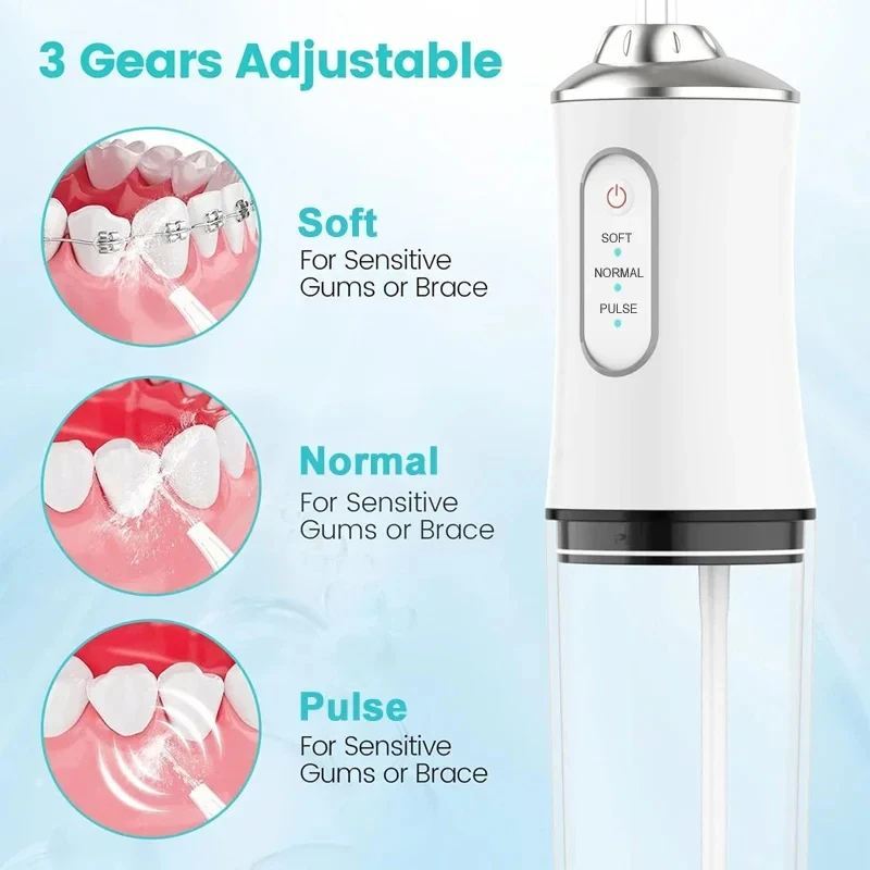 Color: Red - Xiaomi Portable Electric Dental Water Flosser Oral Irrigator Dental Bed Sprinkler Jet Toothpick 4 Nozzle Mouth Washing Machine