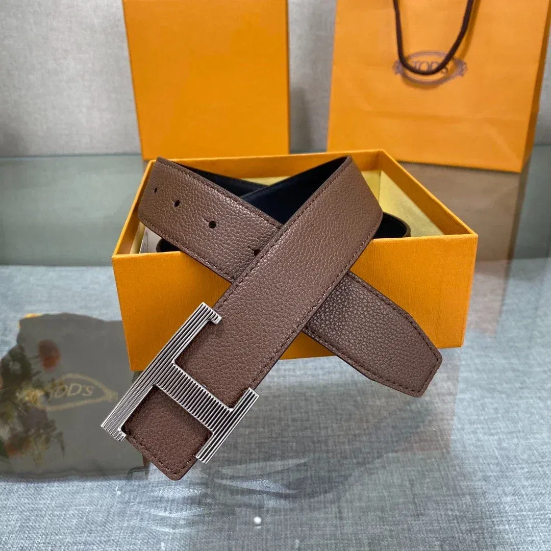 Color: Orange, Belt Length: 105CM - New Style Leather Belt for Men and Women, Classic Cowhide T Buckle Design Belt, Light Luxury, Classic and Versatile Gift