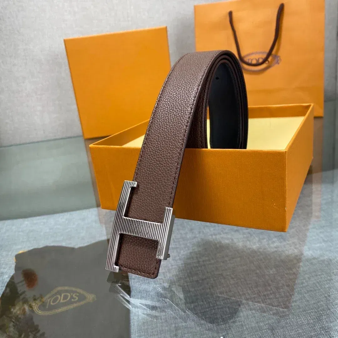 Color: Orange, Belt Length: 105CM - New Style Leather Belt for Men and Women, Classic Cowhide T Buckle Design Belt, Light Luxury, Classic and Versatile Gift