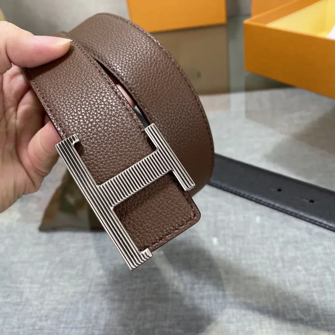 Color: Orange, Belt Length: 105CM - New Style Leather Belt for Men and Women, Classic Cowhide T Buckle Design Belt, Light Luxury, Classic and Versatile Gift