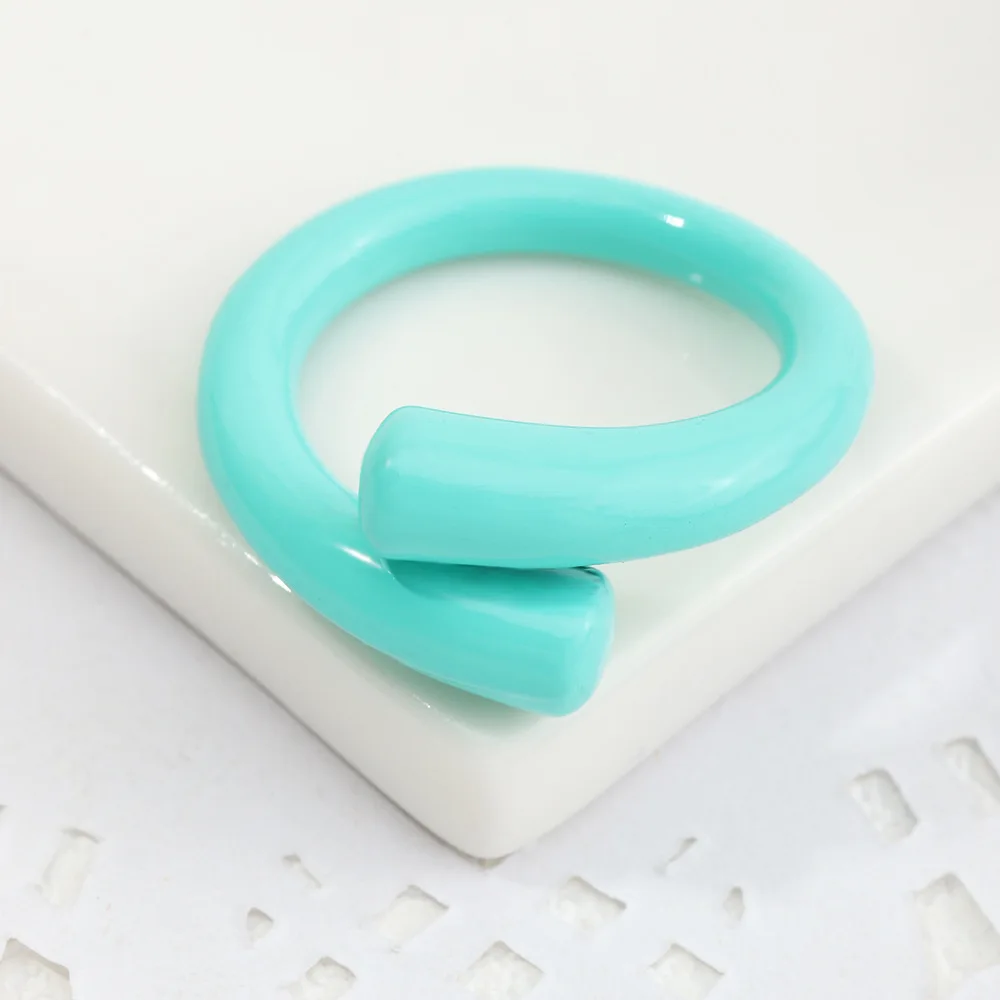 Main Stone Color: Yellow - 2022 New Trendy Irregular Geometry Open Adjustable Rings Korean Simple Personality Color Rings For Women Jewelry Gifts