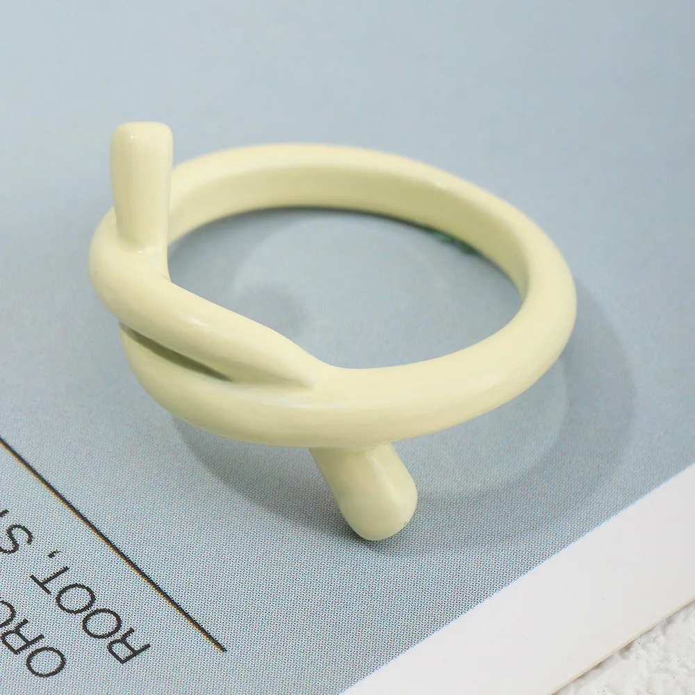 Main Stone Color: Yellow - 2022 New Trendy Irregular Geometry Open Adjustable Rings Korean Simple Personality Color Rings For Women Jewelry Gifts