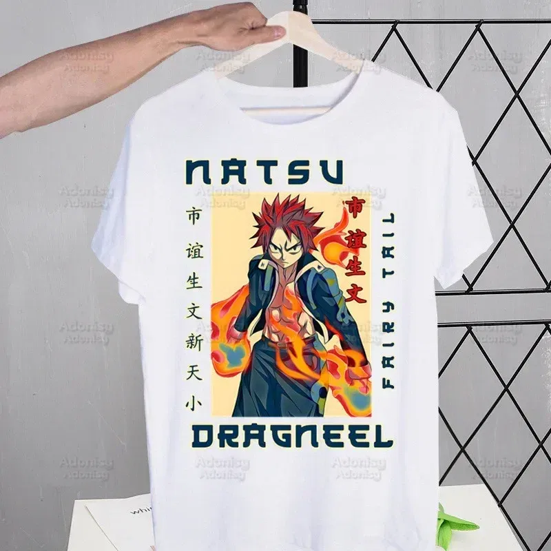 Color: GRAY, Size: XXXL - Anime Fairy Tail Cartoon Natsu Erza Gray Lucy T-shirts Summer Men/Women Hip Hop Tshirt Streetwear t shirts Short Sleeve Tops