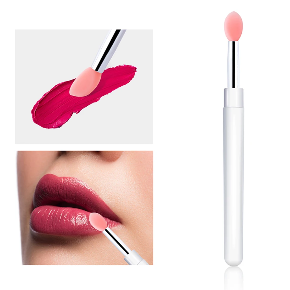 Color: Pink - Silicone Applicator Sticks Nail Art Reusable Mirror Chrome Effect Glitter Applying Manicure Tool Pigment Silicone Nail Brush