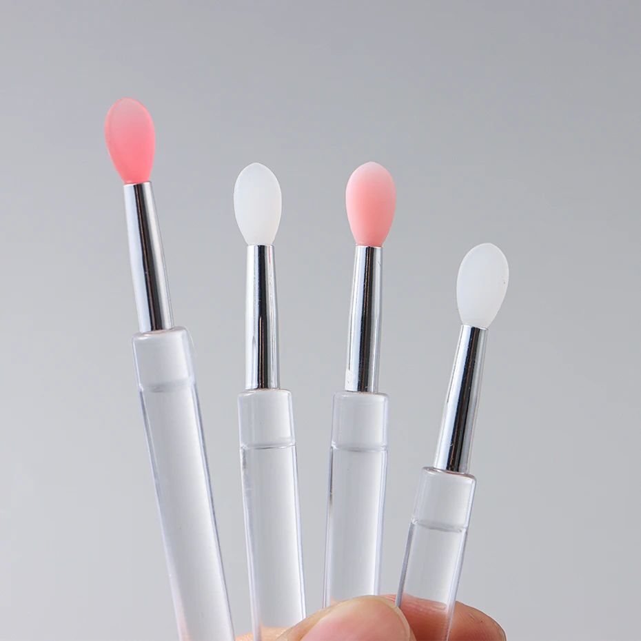 Color: Pink - Silicone Applicator Sticks Nail Art Reusable Mirror Chrome Effect Glitter Applying Manicure Tool Pigment Silicone Nail Brush