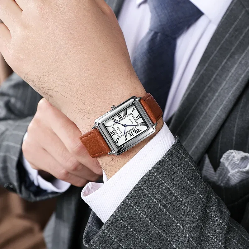 Color: Black - Fashion Men's Quartz Wristwatch Leather Strap Watch
