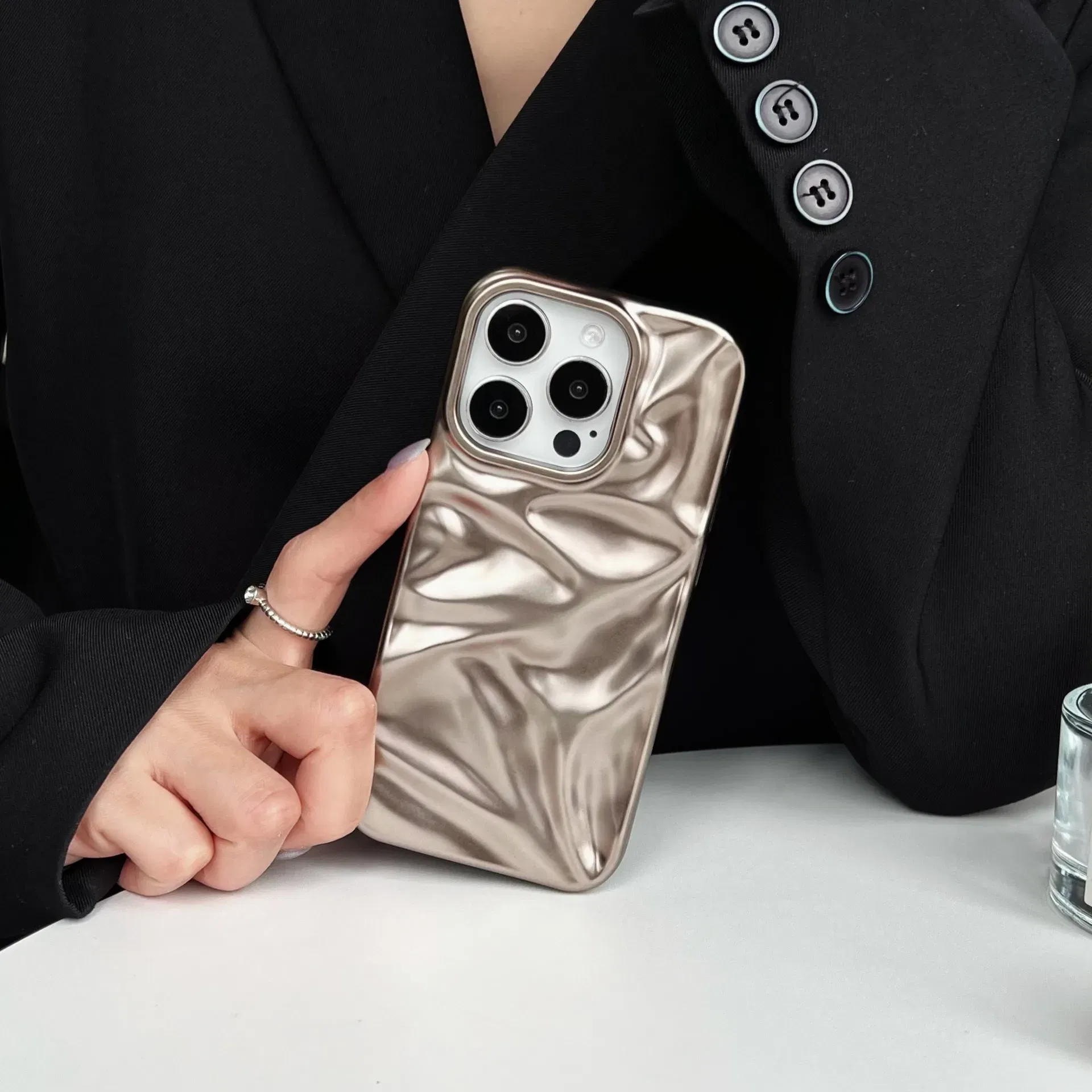 Color: Blue, Compatibility by Model: iPhone 11 - Soft Matte 3D Wavy Pattern Phone Case For iPhone 16 17 ProMax 17 Air 15 14 Plus 13 12 Pro Max 11 ins Water Ripple Creative Cover