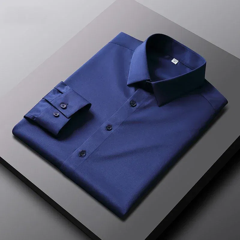 Color: Red, Size: XXXL - Men's Casual and Fashionable Long Sleeved Solid Color Shirt Non Ironing and Wrinkle Resistant Business Top