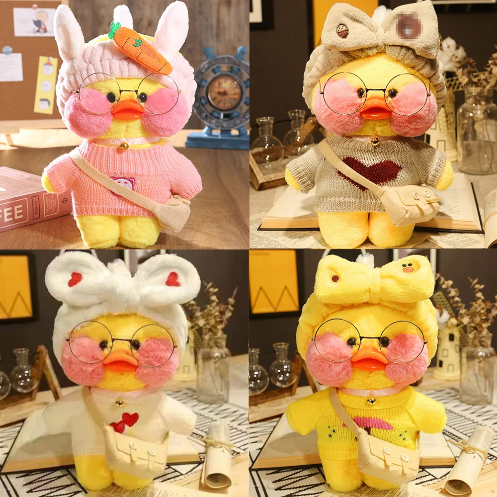 Color: Silver, Height: 11cm-30cm - 30cm Kawaii Lalafanfan Duck Plush Toy Cartoon Lalafanfan Duck Doll Soft Stuffed Animal Plushie Birthday Gifts For Girl Children
