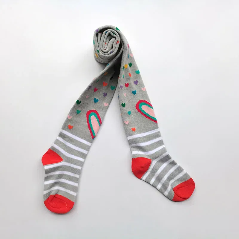 Color: GRAY, Size: L - 1 PCS Autumn Winter Children Stripe Pantyhose Stockings Baby  Girls Christmas Tights Kids Masquerade Party  Children's Clothes