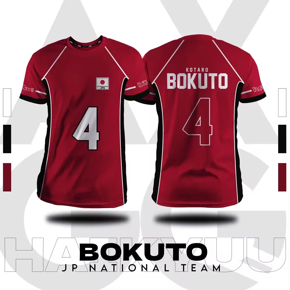 Color: Blue, Size: XXS - Haikyuu Fukurodani Red Cartoon Anime Cosplay Men Jersey Summer Short Sleeve Children Tee Top 2024 New Fashion Mens T-shirt