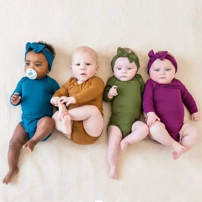 Color: Turquoise, Kid Size: 3M - 2025 Summer Newborn Boy Girl Romper Baby Bamboo Fiber Breathable Clothing Long Sleeve Toddler Jumpsuit Infant Bodysuit Pajamas