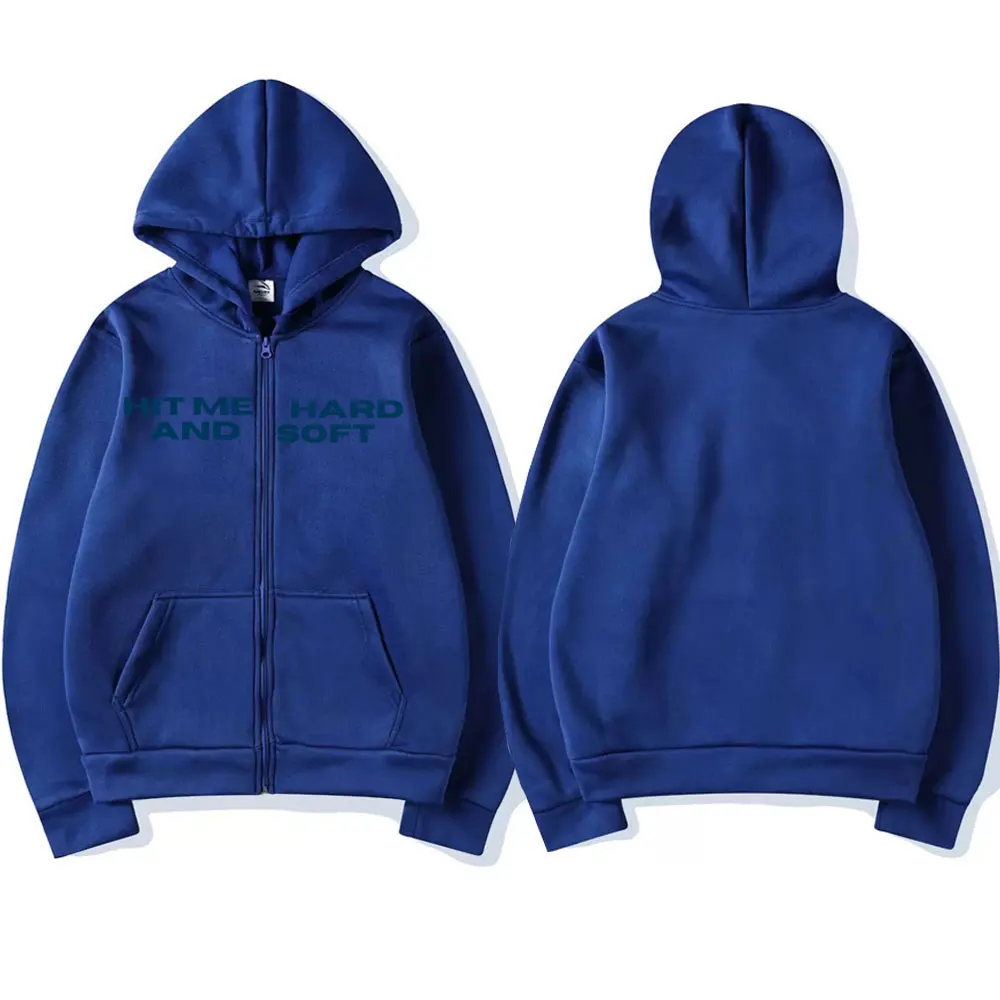 Color: Red, Size: XXL - Hit Me Hard and Soft 2025 Tour Zipper Hoodies Men Women Harajuku Pullovers Fashion Hip Hop Zip Up Sweatshirts Jackets Fans Gift