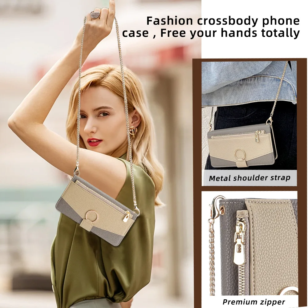 Color: black, Compatibility by Model: Galaxy A16 5G - Leather Phone Case for SAMSUNG Galaxy A05 A06 A16 A15 A36 A56 A26 5G  Crossbody Wallet Case Flip Mirror Cover with Long Lanyard