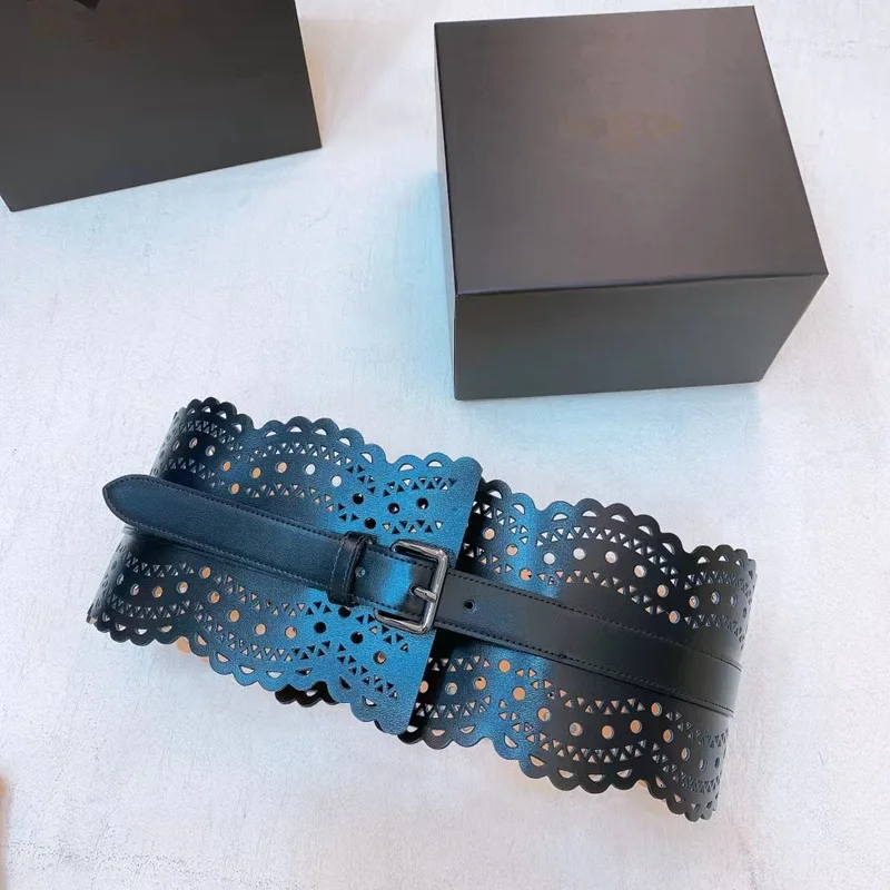 Color: green, Belt Length: 75cm - Women's Corset Dermis Wide Belt Vintage Luxury Designer Elegant Skirts Gothic Party Dresses Hollow Waistband Trend 2024