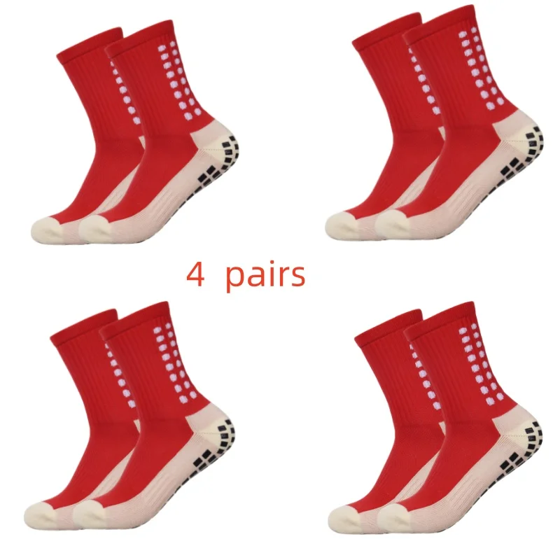 Color: Black - 4 pairs of men's soccer socks non-slip grip pad football basketball socks
