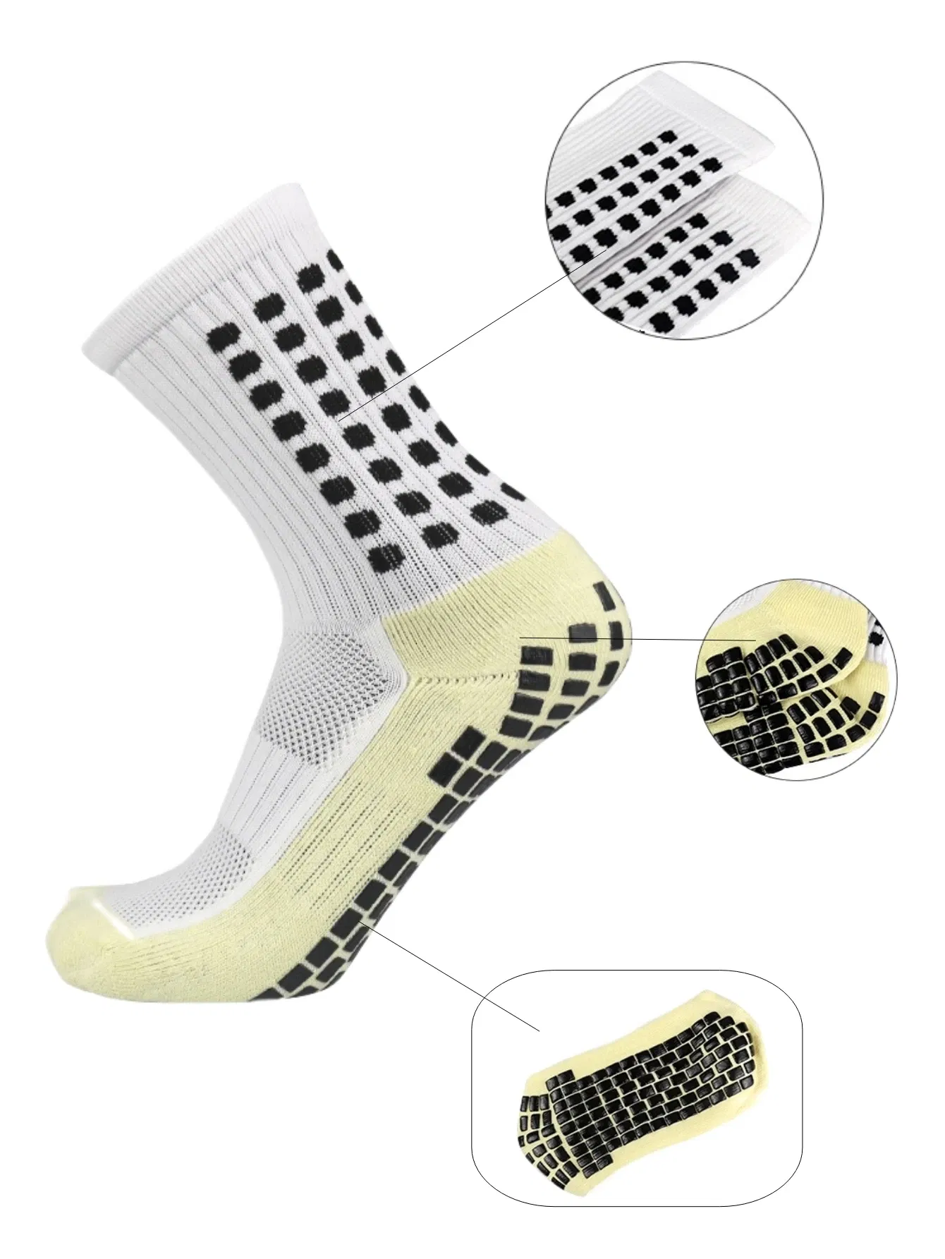 Color: Black - 4 pairs of men's soccer socks non-slip grip pad football basketball socks