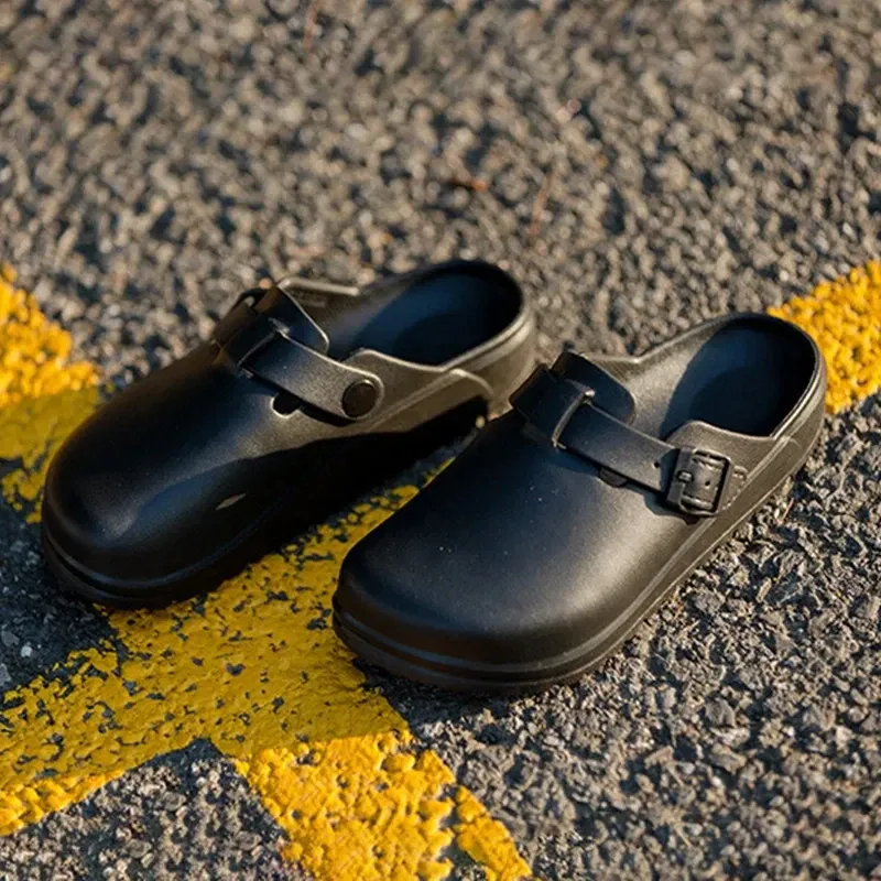 Color: LIGHT BLUE, Shoe Size: 44 - Eyriphy Women Clogs Slippers Men Working Shoes Nurses Soft Eva Slides Anti-Slip Lab Waterproof Medical Slippers Fashion Sandals