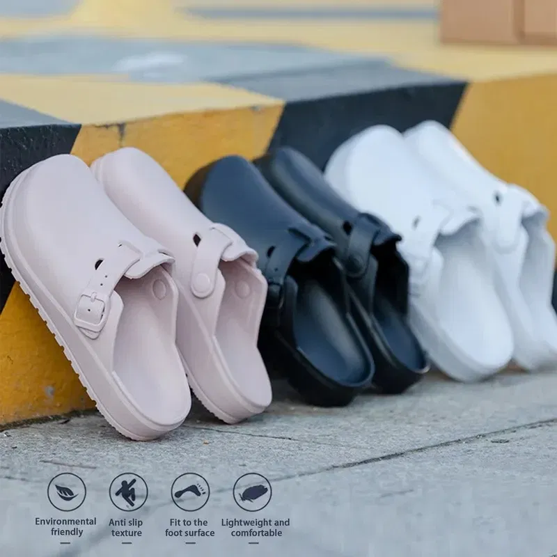 Color: LIGHT BLUE, Shoe Size: 44 - Eyriphy Women Clogs Slippers Men Working Shoes Nurses Soft Eva Slides Anti-Slip Lab Waterproof Medical Slippers Fashion Sandals