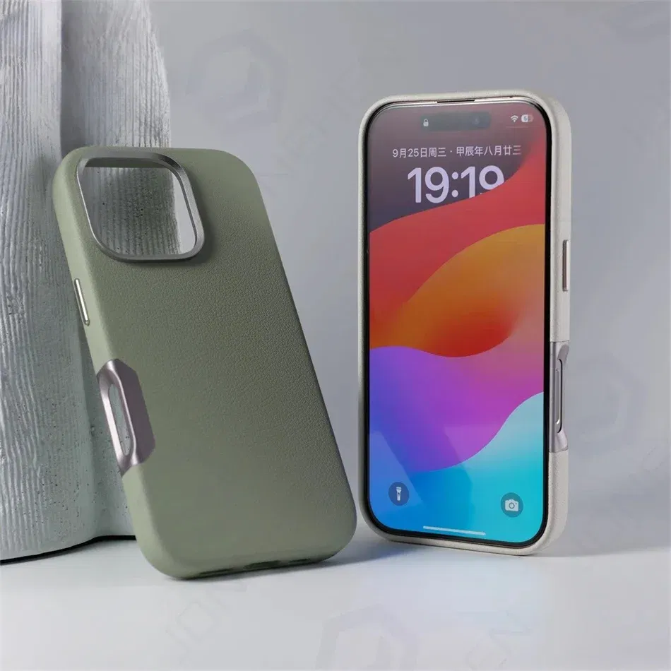 Color: Beige, Material: Silicon - For Magsafe Leather High Quality Alloy Camera Button Magnetic Case For iPhone 16 Pro Max 16pro Wireless Charge Shockproof Cover