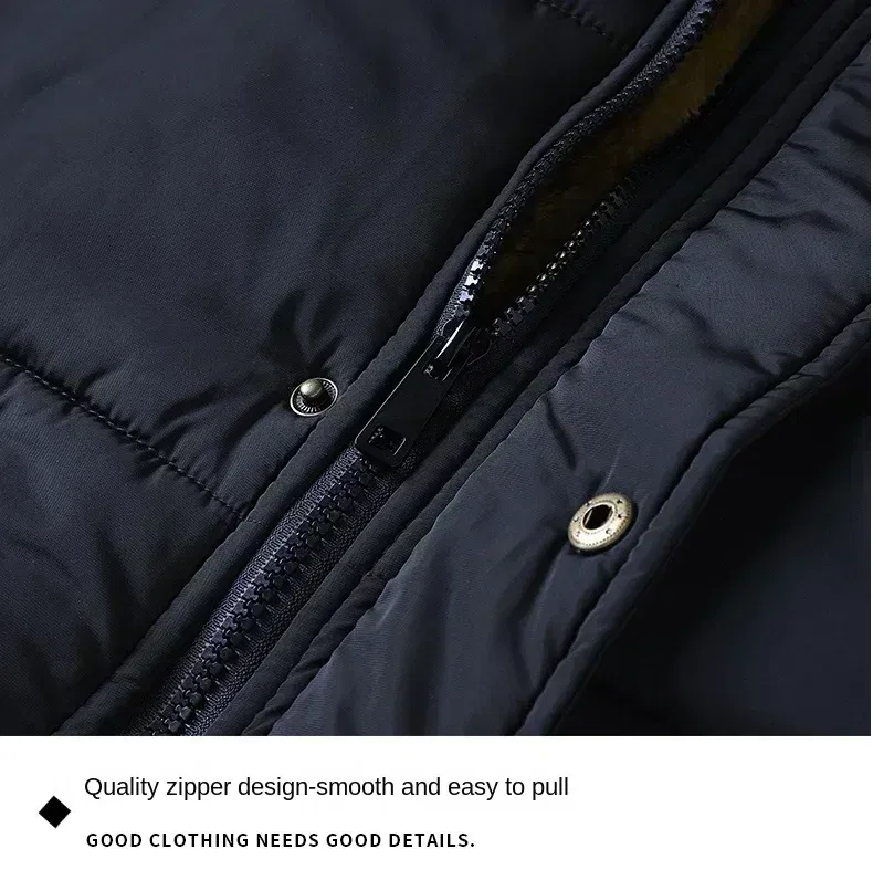 Color: black, Size: 4XL - 2024 New Men Winter Autumn Work Outwearing Parka Black Fleece Lined Thick Warm Hooded Fur Collar Coat Male Size 5XL Plush Jacket