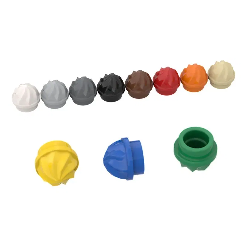 Color: Pink - 10pcs MOC Brick Parts 15470 Plate Round 1 x 1 Swirled Top Compatible Building Block Particle DIY Kids Brain Toy Birthday Gift