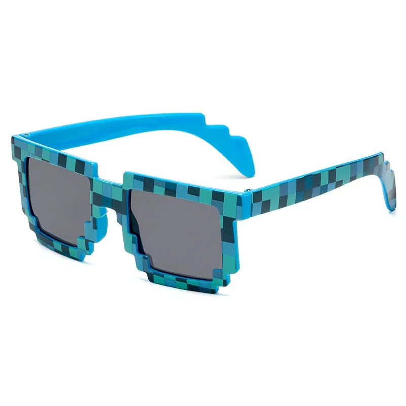 Lenses Color: Pink - 2021 New fashion Sun Glasses Hot Sale Sunglasses Creeper Glasses Novelty Mosaic Funny Goggles Boys Girls Pixel Eyewear