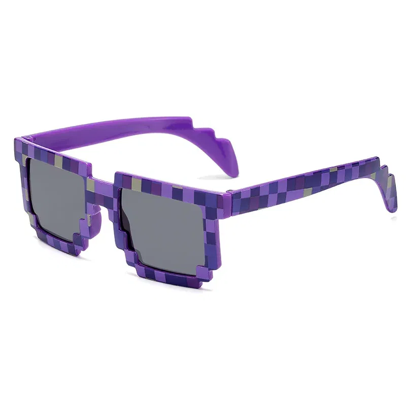 Lenses Color: Pink - 2021 New fashion Sun Glasses Hot Sale Sunglasses Creeper Glasses Novelty Mosaic Funny Goggles Boys Girls Pixel Eyewear
