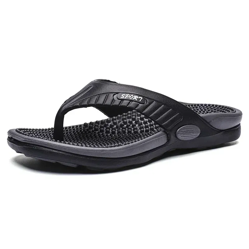 Color: Beige, Shoe Size: 41 - Massage Flip Flops for Men Summer Breathable Beach Shoes Sandals Men Luxury Flip Flops Breathable Plus Plus Size Men Slippers 46