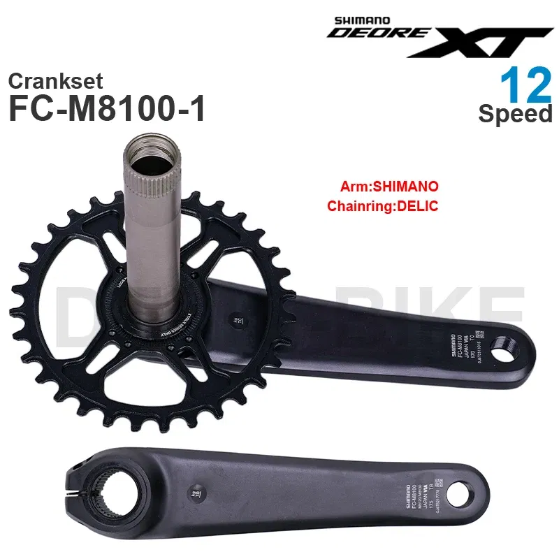 Color: Burgundy, Crank Length: 170mm, Ships From: CHINA - SHIMANO DEORE XT M8100 12 Speed Crankset FC-M8100-1 FC-M8120-1 30T 32T 34T 170mm 175mm Original parts or with DELIC Chainring