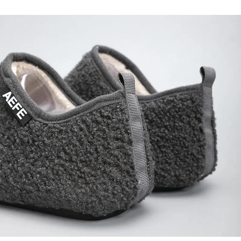 Color: Beige, Shoe Size: 43, Ships From: CHINA - Winter Fashion Men Slippers Plush Male Home Cotton Shoes Warm Anti-slip Men's Casual Shoes Flexible Solid Flats 39-47 Slip On