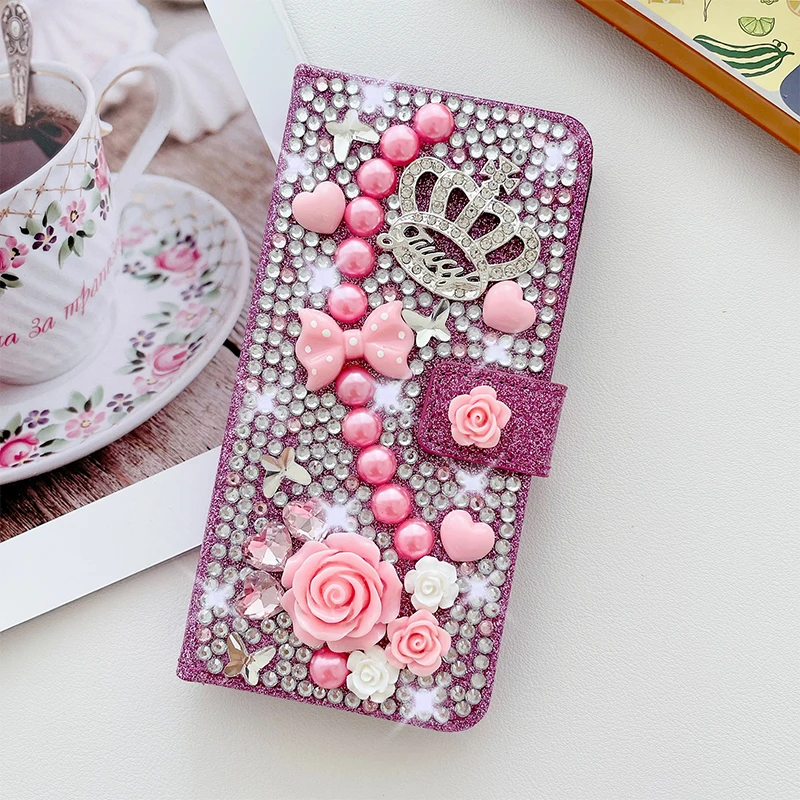 Color: PURPLE, Material: POLYESTER - Wallet Glitter Case For Samsung Galaxy S24 FE S23 Ultra S22 Plus S21 S20 A13 A14 A15 A16 A53 A54 A55 A34 Flip Luxury Leather