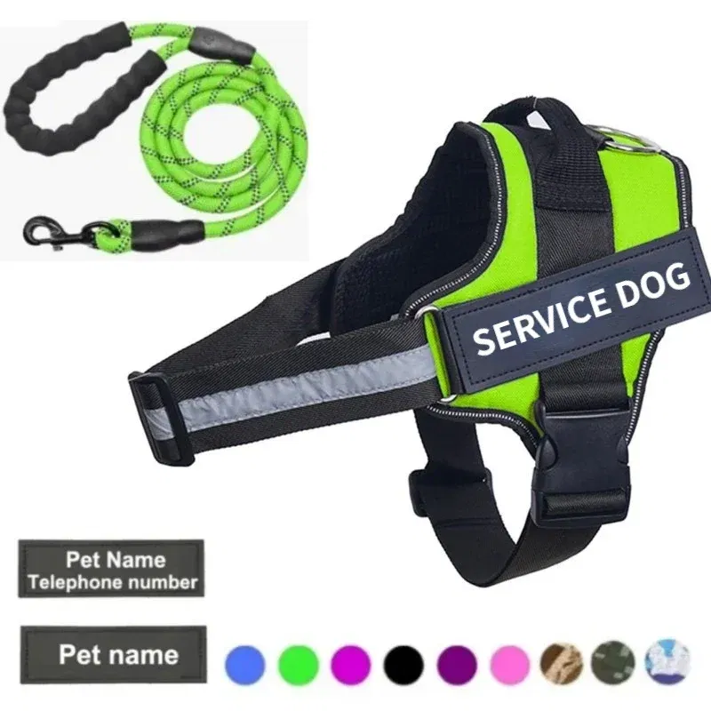 Color: Black, Size: XL - Custom Dog Harness Reflective and Breathable Adjustable Tank Top Free Personalized  Name Label Pet leash Set