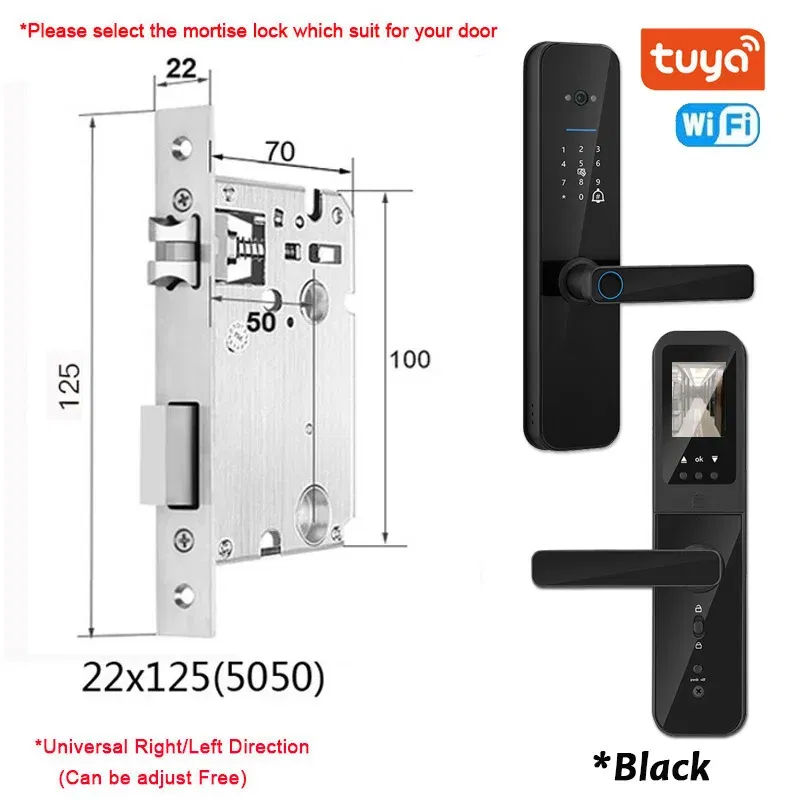Color: Gold, Ships From: CHINA - New! Tuya Wifi Digital Electronic Smart Door Lock With Biometric Camera Fingerprint Smart Card Password Key Unlock