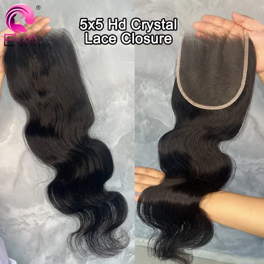 Color: #1, Material Grade: Remy Hair, Stretched Length: 14inches - Eva 5x5 Hd Lace Closure Straight 13x4 Lace Frontal Closure Hand Tied Human Hair Closures Free Part Hd Lace Closure Pre Plucked