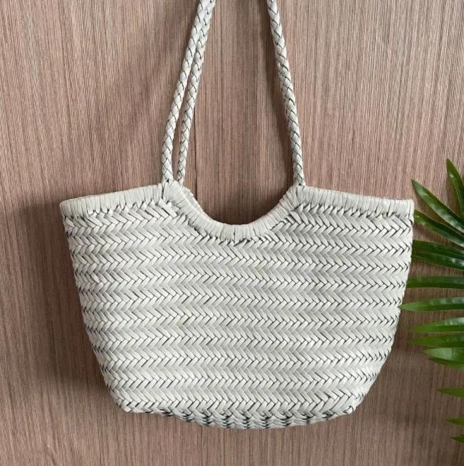 Color: Blue, Size: Extra Large - Hand Knitted Designer Genuine Leather Elegant ?‹Handle Female Totes Vintage Women's Handbag Cowskin Lady Large Shoulder Bag