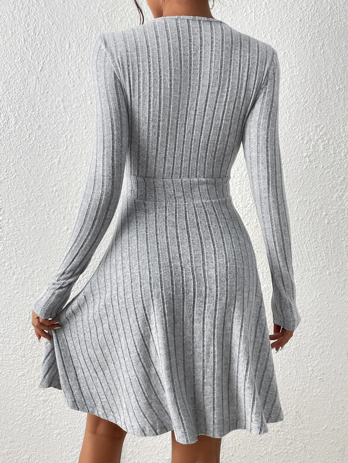 Color: black, Size: XS - New for autumn/Winter 2024 Women Knit Slim Sexy Bodycon Dress V-Neck Long Sleeve Dress Solid Casual Midi Sweater Dress