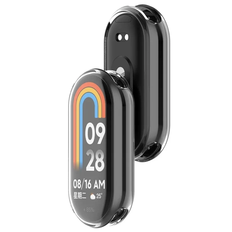 Color: Orange - Protective Case For Xiaomi Mi Band 8 Screen Protector Full Cover XioMi Band8 Soft TPU Cover