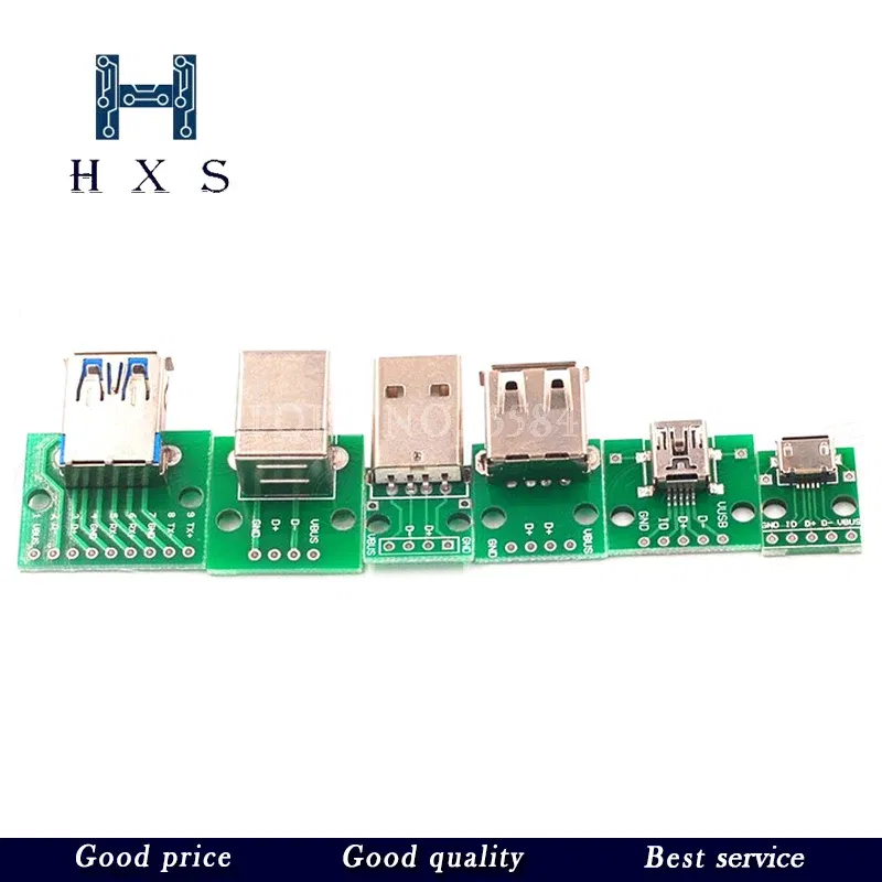 Color: Blue - 5pcs Micro Mini USB USB A Male USB 2.0 3.0 A Female USB B Connector Interface to 2.54mm DIP PCB Converter Adapter Breakout Board